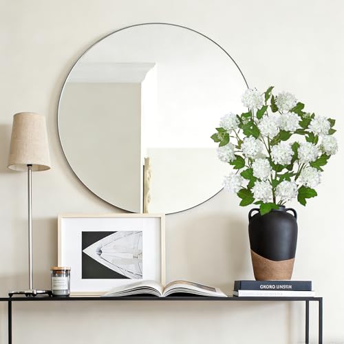 DEMIUKO 4PCS Artificial Hydrangea Flowers 30 Inch Fake Silk Hydrangea Flower with 20 Real Touch Blooms Realistic Faux Hydrangeas Decorations for Wedding Table Centerpieces Vase Home Decor - color: White