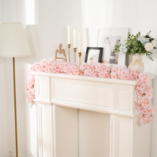 Sunm Boutique Cherry Blossom Garland 8-Pack 47.2 Ft Cherry Blossom Hanging Vine Silk Sakura Vines Garland for Wedding Party Decor, Pink - color: Pink, size: Pack of 8