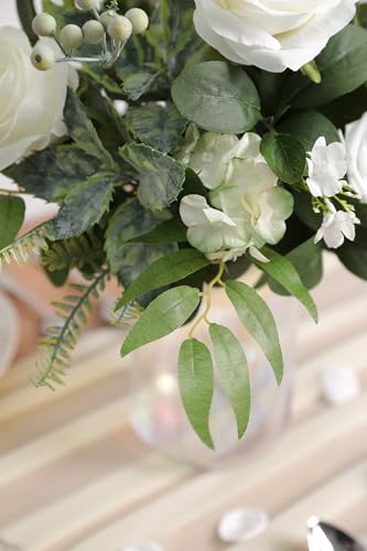 Serra Flora Artificial Greenery Stems Box Set,(Pack of 42pcs) with 8 Kinds of Faux Pink Green Filler for DIY Bridal Bouquets Wedding Floral Arrangement Table Centerpieces - color: Forest Green Space&white