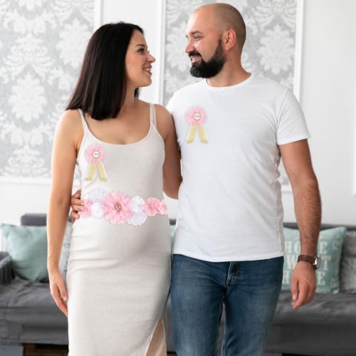 Maternity Sash Set Baby Shower Floral Belly Belt Baby Shower Decoration for Mom to Be Pregnancy Party Supplies - color: Style5