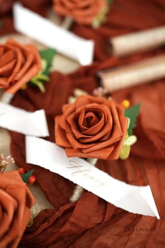 1 Pc Sinlge Orange Boutonniere for Men for Wedding Groom Groomsmen Artificial Rose Rose Flowers Boutonniere for Wedding Ceremony Anniversary Formal Dinner Party - color: Orange, size: 1 Pack