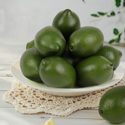 Gresorth 8pcs High Grade Fake Green Lemon Decoration Artificial Realistic Fruit Simulation for Home Party Holiday Christmas Display - color: C