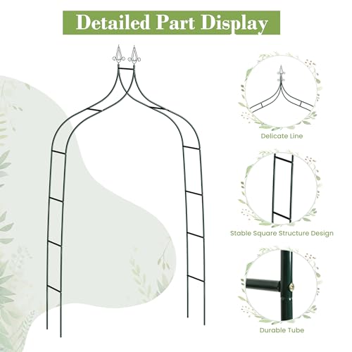 Metal Arbor Frame Stand, Garden Arch Trellis for Plants, Wedding Decor Backdrop Flower Stand, 8.4 * 4.6 FT - color: Green