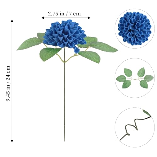 Royal Blue Dahlia Artificial Flowers,25Pcs Foam Flowers Heads Realistic Faux Dahlia Flowers Bulk for DIY Wedding Bouquets Party Cake Mirror Office Home Decor (Royal Blue) - color: Royal Blue
