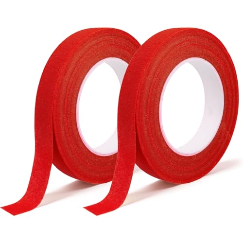DOMMARE Floral Tape Flower Tape, 2Pcs 1/2 Inch Flower Wrapping Tape, Floral Bouquet Supplies for Bouquet, Wedding Bouquet, Wreath, Floral Arranging Flowers Stem Wrapping, Garden Decor, Red 32 Yard - color: 2Pcs Red, style: Normal & Non-sticky