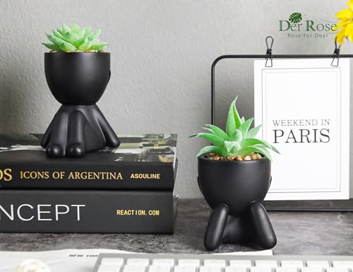 Der Rose 2 Pack Fake Plants Succulent Plants Artificial for Home Bathroom Living Room Office Decor - color: Black