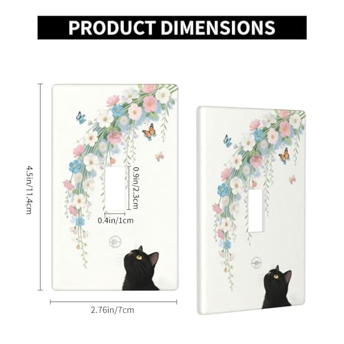 Decorative Art Light Switch Covers Black Cat Hanging Blooms Single Toggle Wall Plate Decorative Switchcover Electrical Switchplate for Home Decor - color: Black Cat Hanging Blooms, size: 1-Gang Toggle / 5 x 3 IN
