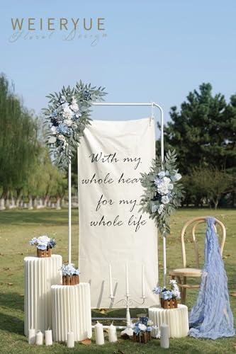 Artificial Wedding Arch Flowers Kit(Pack of 2) for Wedding Arch, Bridal Shower, Ceremony and Reception Backdrop Decoration (Blue Inspiration) - color: Blue Inspiration