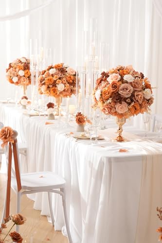 2pcs Large Artificial Flowers Centerpieces Decor for Tables Floral Arrangement Bouquet for Wedding Reception Aisle Ceremony Party Flowers Balls (Without Stand) (2pcs 15'' Autumn) - color: 2pcs 15'' Autumn