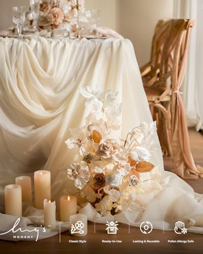 Ling's moment Artificial Greenery Stems Box Set, 48pcs with 7 Kinds of Faux Greenery Picks for DIY Bridal Bouquets Wedding Floral Arrangement Table Centerpieces, Tawny Beige & Sand Beige - color: Brn-tawny Beige & Sand Beige