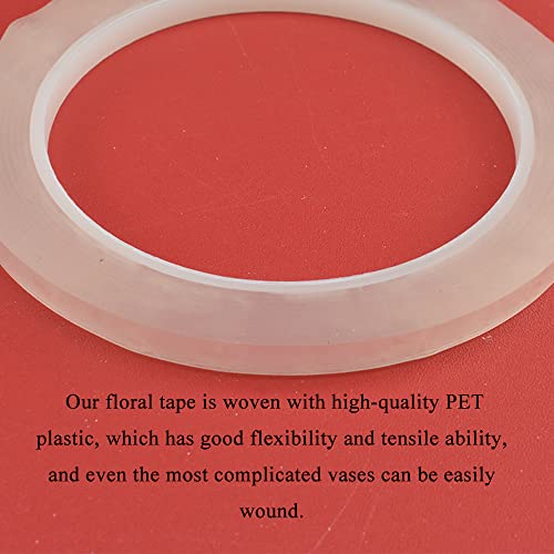 HAHIYO Clear 0.25Inch Wide (217Feet/72Yard Total) 1Rolls Floral Tape Waterproof Florist Tape Flower Wrap Adhesive Waterproof Decorative Tape for Bouquet Stem Wrapping Flower Arranging and Floral Craft - color: Clear, size: Clear-0.25in-1P/72Yard