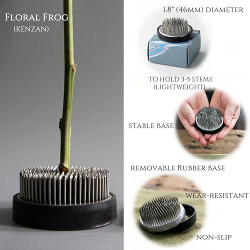 Ikebana Bowl Kit - Ikebana Vase (Japanese Flower Bowl Vase) with 1.8'' Floral Frog, Ikebana Set for Japanese Flower Arrangement (Black, 1.8'' Floral Frog Included) - color: Black, size: 1.8'' Floral Frog Included