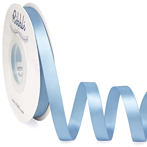 Ribbli Dusty Blue Satin Ribbon,Double Faced Satin 3/8 inch x Continuous 25 Yards,Use for Bows Bouquet,Gift Wrapping,Wedding Decoration,Floral Arrangement - color: Blue Dusty, size: 3/8 inch