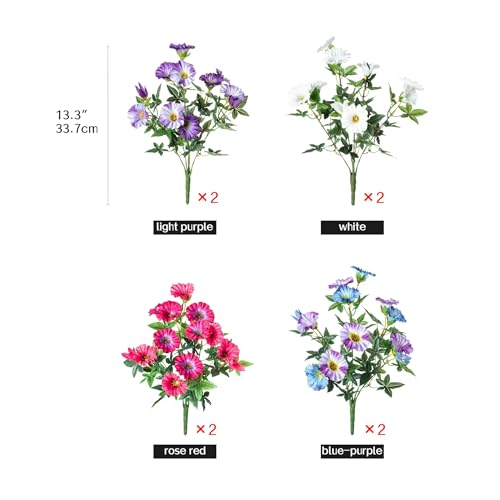 Colorful Artificial Morning Glory Flowers for Outdoor Planters, Premium UV Resistant Silk Faux Flowers for Porch, Hanging Basket & Window Box, Vibrant Garden Decor, No Pot, 13.3 Inch, 8 Bundles - color: Mixed Full Color 8pcs