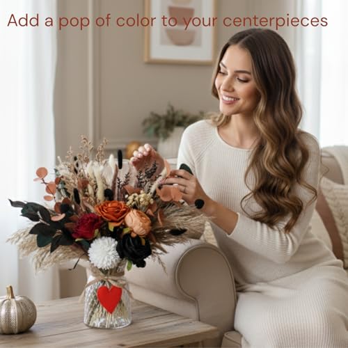 RyddeligHome Deluxe Centerpieces for Dinner Table, Fall Centerpieces for Tables, Coffee Dining Table Centerpiece Decor for Home, Christmas Thanksgiving Winter Decorations, Centro De Mesa De Otoño - size: orange bouquet in vase