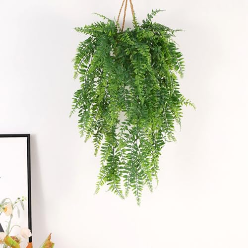 Artificial Boston Hanging Plants, Fake Ferns Ivy Plastic Plant Vine Faux Leaves UV Resistant Vines Greenery for Indoor Outdoor Bathroom Decor Office Garden Party Wedding DIY Decoration 4 Pack - color: Boston Fern Vine/ 4 Pack