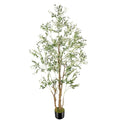 OXLLXO 8.2ft Artificial Olive Tree (96in) with Plastic Nursery Pot Faux Olive Silk Tree, Fruits Fake Plant for Office House Farmhouse Living Room Home Decor (Indoor/Outdoor) - size: 8ft