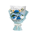 Completed Blue Crochet Flowers Bouquet, Handmade Knitted Bouquet, Crochet Artificial Flowers for Mother's Day, Graduation, Birthday, Wedding, Home Decor, Gifts (Blue Rose) - style: Blue Tulip & Rose