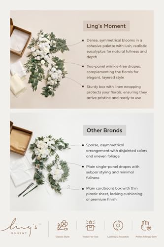 Ling's moment Fall Artificial Wedding Arch Flowers Kit Pack of 4, 2pcs Hanging Flower Arrangement 2pcs Drapes Ceremony Rose Arbor Backdrop Brunt Orange Terracotta Floral Party Autumn Outdoor Decor - color: Sunset Terracotta New