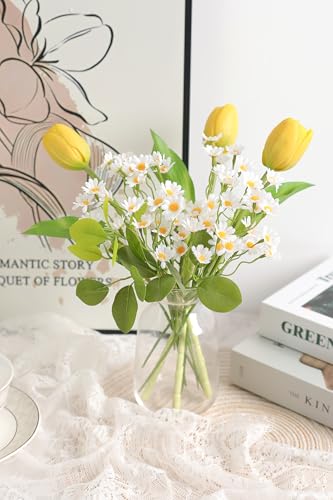 rongflower Artificial Daisy Flowers,24 Pcs Small White Fake Daisy Flowers for Wedding, Home Decor, Floral Arrangements, Vase Centerpieces - color: White Daisy Flowers
