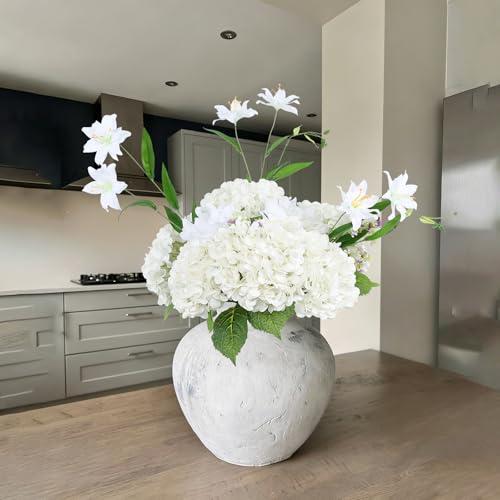 Coferset 4pcs White Lifelike Hydrangea Artificial Flowers 22inch Real Touch Faux Hydrangea Flower Stem for Home Party Wedding Floral Filler Arrangements Ceterpieces Bouquets - color: White, size: 4pcs