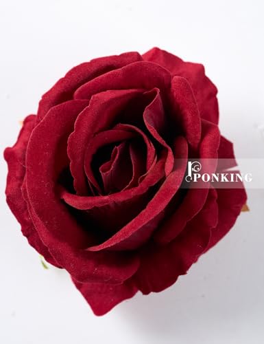PONKING 3.5"(9cm) Rose Artificial Flower 12pcs Realistic Faux Silk Roses Fake Flowers Bouquets Arrangements Decor for Wedding Mother's Day, Home Table Christmas Valentine Decorations, Burgundy Flower - color: D 12pcs Burgundy Rose