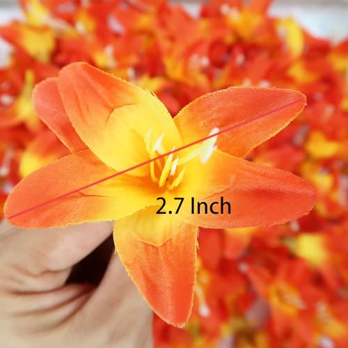 20 Pcs Artificial Lily Flower Head, Deep Red | Fake Flowers Heads, Simulation Small Lily, DIY Handmade, Wedding Photography Party Home Decoration - color: Deep Red