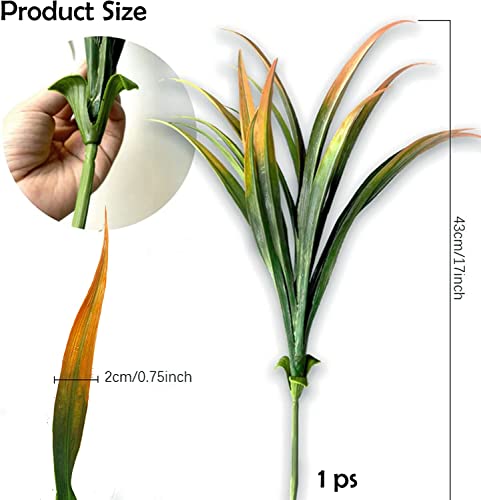 16 Pcs Outdoor Fake Plants UV Resistant Artificial Tall Grass Plants Faux Tropical Flowers Bushes Fall Winter Summer Planters Yard Patio Front Porch Décor Plastic Greenery Shrubs Decoration - color: Yellow Grass Plant, size: 16 Pcs
