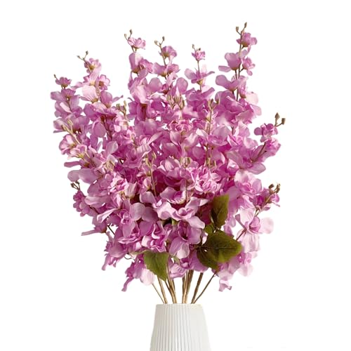 6PCS Light Purple Delphinium Artificial Flowers Espigas para Jarrones Fake White Flowers Tall Flowers for Floor Vase Flowers for Tall Vase Floral Arrangements Home Table Wedding Decor - color: Light Purple