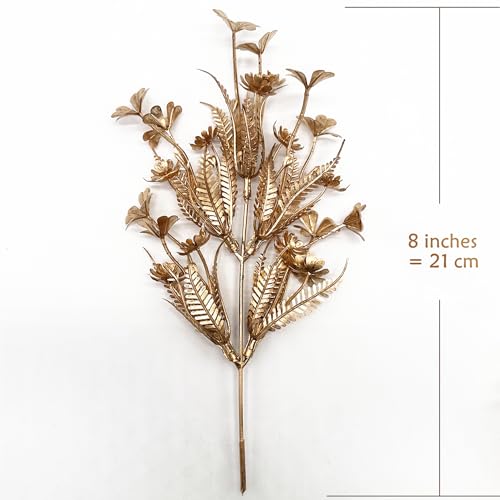 PASYOU Gold Fake Flowers Artificial Shrubs for Christmas Decor, Plastic Plants Faux Leaves Stems Grass Foliage Home Wreath Ornaments Party Hotel Wedding Event Gift DIY Tree Decoration Golden 10 Pack - color: Gold Flower Branches /10 Pcs