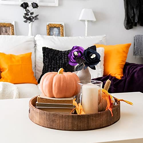 6 PCS Halloween Artificial Rose Flower with Skull,16 Inch Fake Silk Rose Bouquets Realistic Flowers Arrangements for Home Hotel Center Arrangements Halloween Decoration,Black - color: Black