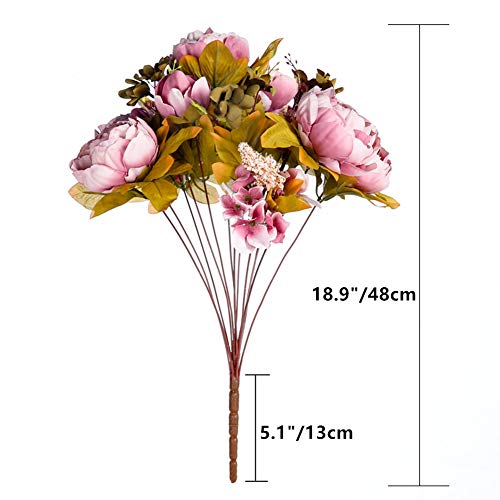 Fule 2 Pack Large Artificial Peony Silk Flower Bouquets Arrangement Wedding Centerpieces (Cameo Brown) - color: Cameo Brown X2