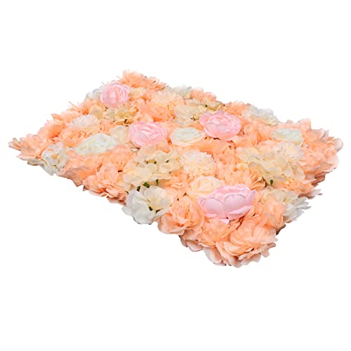 Gdrasuya10 6pcs Realistic Flower Wall Background Artificial Flowers Wall Backdrop Panel 3D Silk Rose Fake Flower Wall Panel Banquet Wedding Party Decor, Photography Background 60 x 40 cm - color: 6pcs, Dark Champagne