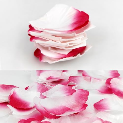 JHFGJGH 500 Pcs Exquisite Red&White Rose Petals, Emulation Silk Rose Petals, Artificial Flower Petals for Romantic Nights, Weddings, Events, and Valentine's Day Deco (Red&White) - color: Red&white