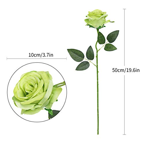 Nubry Artificial Silk Rose Flower Bouquet Lifelike Fake Rose for Wedding Home Party Decoration Event Gift 10pcs (Green) - color: Green