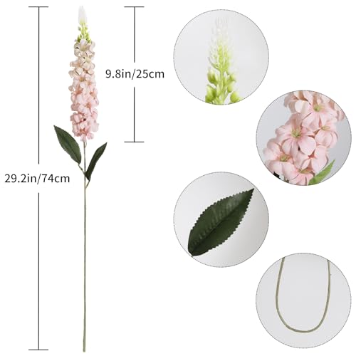 IPOPU 8PCS Snapdragon Artificial Flowers Pink Delphinium Artificial Silk Flowers Long Stem Hyacinths Fake Flowers for Wedding Home Outdoor Party Floral Arrangement Centerpiece Table Decorations (Pink) - color: Pink