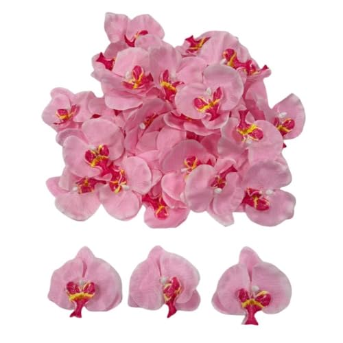 Corkwaw 50 Pcs Orchid Petals Artificial Decorations Orchids Heads Flowers Faux Silk Phalaenopsis Butterfly Flower Heads for Handmade DIY Home Wedding Party Decoration (Pink) - color: Pink