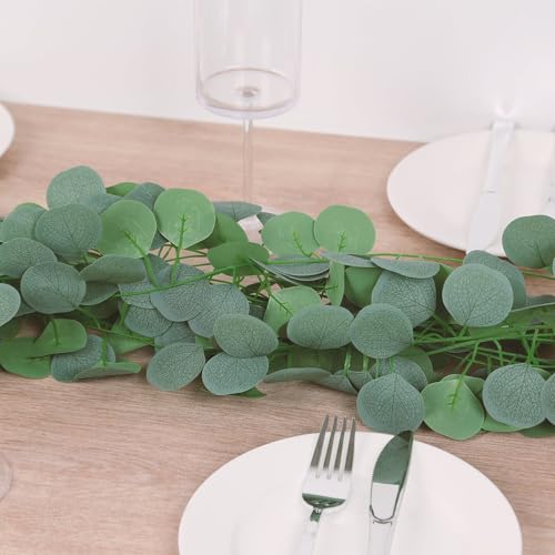 Efavormart 12 Pack 6.5ft Artificial Eucalyptus Leaf Garlands, Bulk Silk Greenery Vines for Modern Table Runners, Wedding Arch Framing and Interior Wall Texture Styling - color: Type18