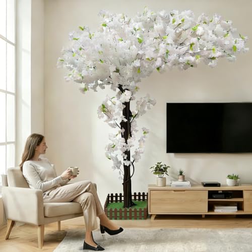 Artificial Cherry Blossom Wedding Trees, Large Indoor Outdoor Faux Cherry Tree, Flowering Tree for Wedding Party Decorations Backdrop Garden Ceremony (White, 8.2ft) - color: White, size: 8ft 2in