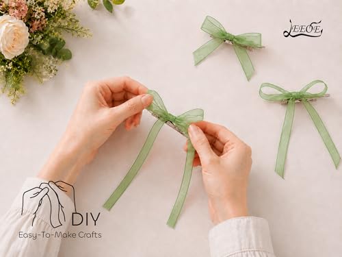 Light Green Organza Ribbon 1/4 inch x 200 Yards Sheer Chiffon Ribbon for Gift Wrapping Wedding Invitations Party Decoration Bridal Bouquets Crafts - color: Light Green, size: 1/4" X 200 Yards
