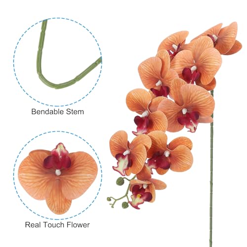 PATIKIL Artificial Orchid Stems 41", 3 Pack 9 Heads Faux Phalaenopsis Flowers Real Touch Fake Orchid Flower Branch for Vase Home Wedding Decoration, Drak Yellow - color: Drak Yellow