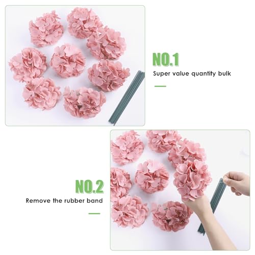 AVIVIHO 65pcs Fake Flowers Dusty Pink Hydrangea Artificial Flowers Bulk (Not Squished, No Steaming Need) Silk Flowers with Stems for Wedding Decor,Home,Baby Shower,Table Centerpieces Decoration - color: Dusty Pink, size: Medium