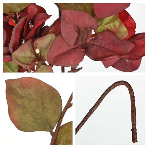 Briful Bougainvillea Artificial Flowers 5 Pack 27.5" Fake Bougainvillea Floral Stems Realistic Silk Bougainvillea Arrangements for Home Weddings Parties Table Vase Centerpiece Decor(Burgundy) - color: Burgundy