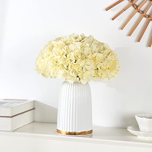 10PCS Silk Hydrangea Heads with Stems Artificial Flowers for Wedding Party Home Decor (Champagne) - color: Champagne