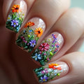 Flower MIXFOSAHN Press on Nails Medium Square Fake Nails Color False Nails with Flowers Cluster Designs Glossy Full Cover Stick on Nails Glue on Nails Spring Acrylic Nails for Women Girls 24 Pcs - color: Flower Square14