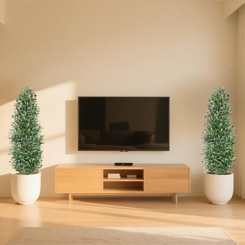 momoplant Artificial Olive Topiary Tree 51Inch Tall Fake Olive Plant Set of 2 Realistic Faux Silk Olive Trees for Decor Indoor Outdoor - size: 51Inch