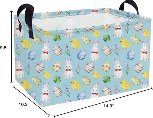 Essme Rectangular Easter Basket, Kids Storage bin Organizer with Handles for Easter Decor,Shelf Basket,Toy Organizer,Easter Baskets.(Blue Easter) - color: Blue cute Easter
