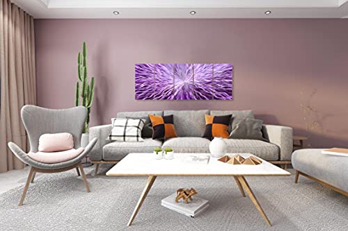 YHSKY ARTS Abstract Metal Wall Art Handcrafted on Aluminum Modern 5 Pieces Artwork in Purple Color Contemporary Powerful Lines Pictures with 3D for Living Room Bedroom Dinning Room Decor - color: Abstract Metal Art, size: 64x24IN