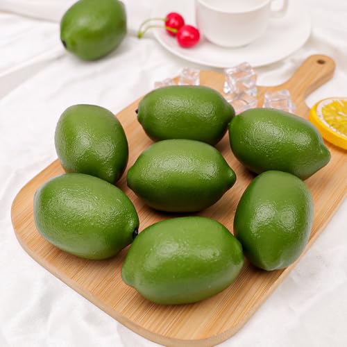 Gresorth 8pcs Artificial Lifelike Simulation Green Lemon Decoration Fake Fruit House Kitchen Party Decorative Props - color: Green Lemon