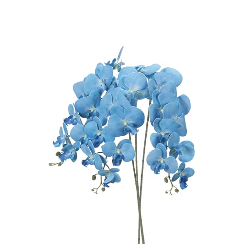 PATIKIL Artificial Orchid Stems 41", 3 Pack 9 Heads Faux Phalaenopsis Flowers Real Touch Fake Orchid Flower Branch for Vase Home Wedding Decoration, Sky Blue - color: Sky Blue